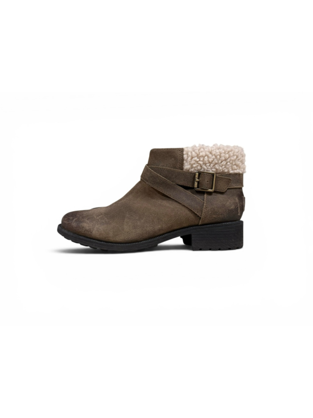 UGG Womens Benson II Ankle Boots Sz 10 Brown Suede Shearling Buckle Booties